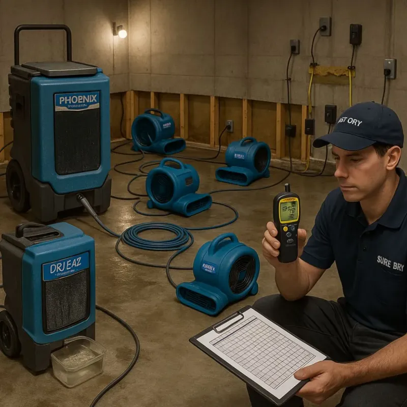Structural Drying and Dehumidification process in Huguenot, NY